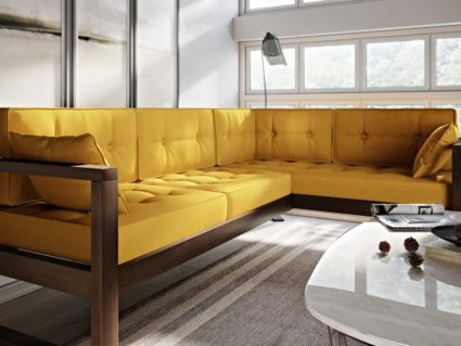 Диван Арско Астер угловой трехместный желтый