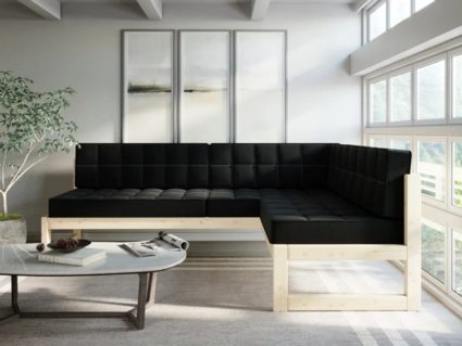 Диван Арско Сега угловой трехместный черный Длина 218 см